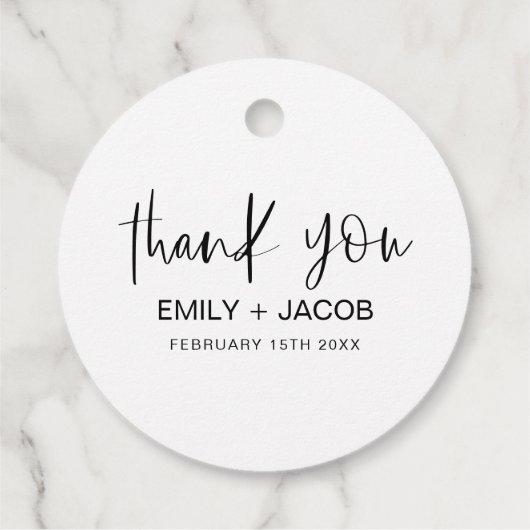 ミニマルタイポグラフィ結婚ズ・サンキュー フェイバータグ (裏面)