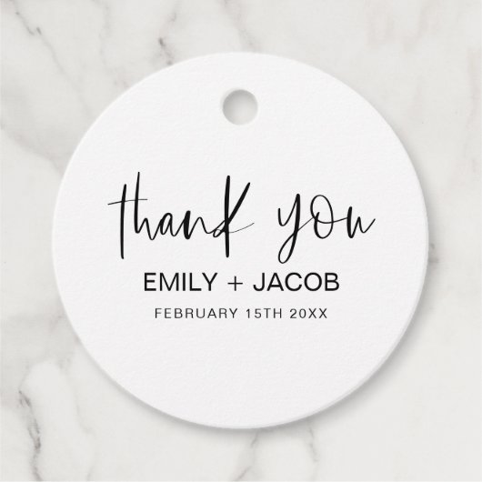 ミニマルタイポグラフィ結婚ズ・サンキュー フェイバータグ (正面)