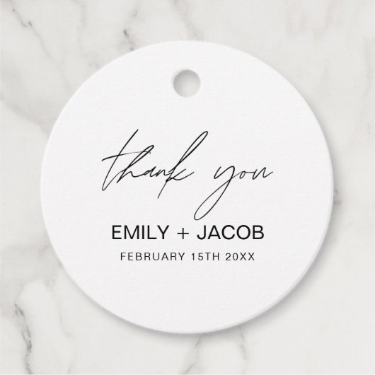 ミニマルタイポグラフィ結婚ズ・サンキュー フェイバータグ (正面)