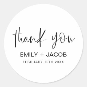 ミニマルタイポグラフィ結婚ズ・サンキュー ラウンドシール