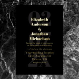 ミニマルタイポグラフィ結婚ズ 箔招待状