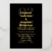 ミニマルタイポグラフィ結婚ズ 箔招待状 (正面)