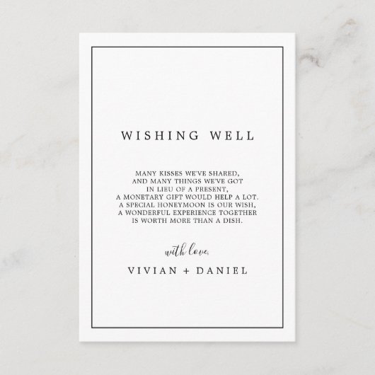 ミニマルタイポグラフィ結婚ズwishing Well Card エンクロージャーカード (正面)