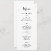 ミニマルタイポグラフィ結婚ハートのメニューカード メニュー (正面/裏面)