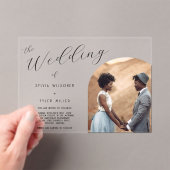 ミニマルタイポグラフィ結婚写真 アクリル招待状 (インサイチュ (ポータブル))