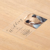 ミニマルタイポグラフィ結婚写真 アクリル招待状 (レイダウン)