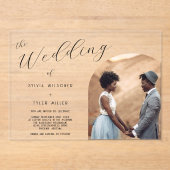 ミニマルタイポグラフィ結婚写真 アクリル招待状 (正面)