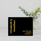 ミニマルタイポグラフィ結婚式の日付を保存 箔招待状ポストカード (立ち正面)