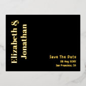 ミニマルタイポグラフィ結婚式の日付を保存 箔招待状ポストカード (正面)