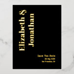 ミニマルタイポグラフィ結婚式の日付を保存 箔招待状ポストカード<br><div class="desc">ミニマエレガントリストは箔と実在クラシックタイポグラフィで日付を保存する。</div>