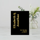 ミニマルタイポグラフィ結婚式の日付を保存 箔招待状ポストカード (立ち正面)