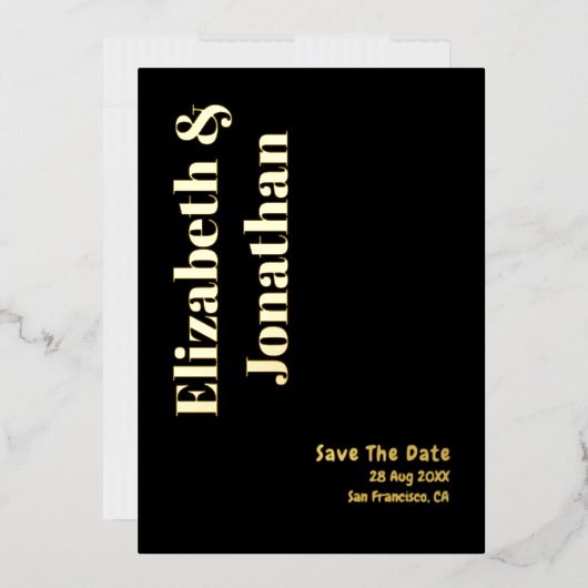 ミニマルタイポグラフィ結婚式の日付を保存 箔招待状 (封筒)