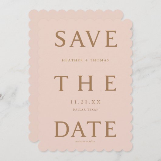 ミニマルタイポグラフィ結婚式の日付を保存Invite 招待状 (正面/裏面)