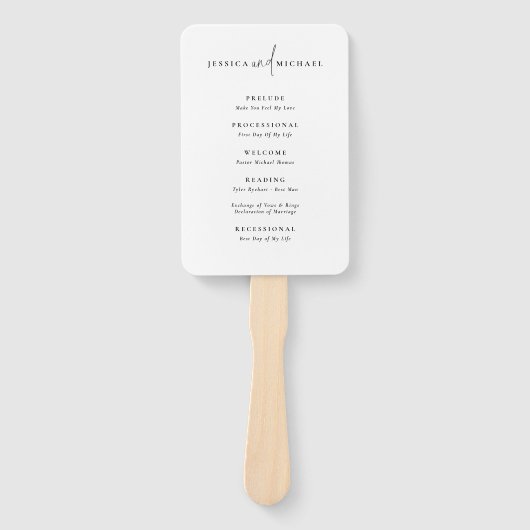 ミニマルタイポグラフィ結婚式 プログラムファン ハンドファン (正面)