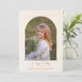 ミニマルタイポグラフィ金ゴールドアーチホリデーフォト シーズンカード (スタンド正面)