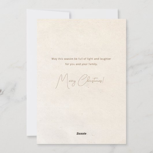 ミニマルタイポグラフィ金ゴールドアーチホリデーフォト シーズンカード (裏面)