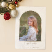 ミニマルタイポグラフィ金ゴールドアーチホリデーフォト シーズンカード