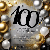 ミニマルタイポグラフィ100 100thバースデーパーティー アクリル招待状