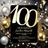ミニマルタイポグラフィ100 100thバースデーパーティー 箔招待状