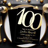 ミニマルタイポグラフィ100 100thバースデーパーティー 箔招待状