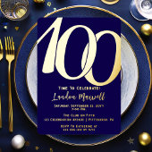 ミニマルタイポグラフィ100 100thバースデーパーティー 箔招待状