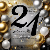 ミニマルタイポグラフィ21 21歳の誕生日パーティー アクリル招待状