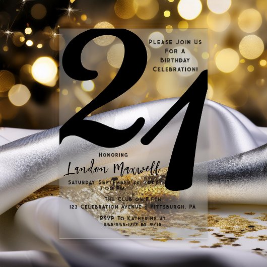 ミニマルタイポグラフィ21 21歳の誕生日パーティー アクリル招待状