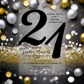 ミニマルタイポグラフィ21 21歳の誕生日パーティー アクリル招待状