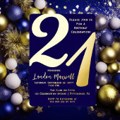 ミニマルタイポグラフィ21 21歳の誕生日パーティー 箔招待状