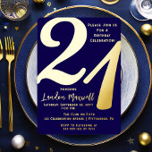 ミニマルタイポグラフィ21 21歳の誕生日パーティー 箔招待状