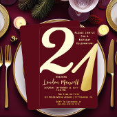 ミニマルタイポグラフィ21 21歳の誕生日パーティー 箔招待状