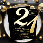 ミニマルタイポグラフィ21 21歳の誕生日パーティー 箔招待状