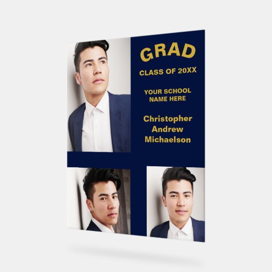 ミニマルタイポグラフィ3写真卒業 アクリルサイン (傾斜)