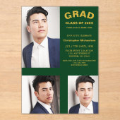 ミニマルタイポグラフィ3写真卒業 アクリル招待状 (正面)