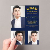 ミニマルタイポグラフィ3写真卒業 アクリル招待状 (インサイチュ (ポータブル))