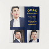 ミニマルタイポグラフィ3写真卒業 タペストリー (正面)