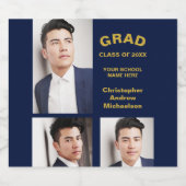 ミニマルタイポグラフィ3写真卒業 ビールラベル (シングルラベル)