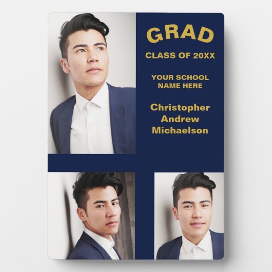 ミニマルタイポグラフィ3写真卒業 フォトプラーク (正面)