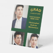 ミニマルタイポグラフィ3写真卒業 台座サイン (正面)