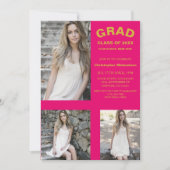 ミニマルタイポグラフィ3写真卒業 招待状 (正面)