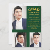 ミニマルタイポグラフィ3写真卒業 招待状 (正面)