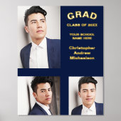 ミニマルタイポグラフィ3写真卒業 箔ポスター (正面)