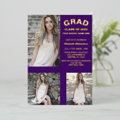 ミニマルタイポグラフィ3写真卒業 箔招待状 (立ち正面)