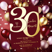 ミニマルタイポグラフィ30 30th誕生日パーティー 箔招待状