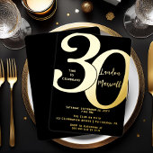 ミニマルタイポグラフィ30 30th誕生日パーティー 箔招待状