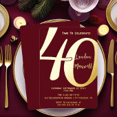 ミニマルタイポグラフィ40 40th誕生日パーティー 箔招待状