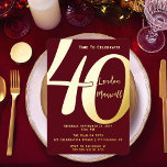 ミニマルタイポグラフィ40 40th誕生日パーティー 箔招待状<br><div class="desc">シンプル、ミニマお洒落リストなどエレガント、この「40」タイポグラフィ40th誕生日招待状は必ず最も目の肥えた受信者を満足させる。その年のパーティーに対して「レッツェ！」と言う方が祝無い。</div>