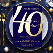 ミニマルタイポグラフィ40 40th誕生日パーティー 箔招待状