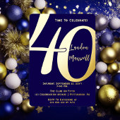 ミニマルタイポグラフィ40 40th誕生日パーティー 箔招待状