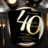 ミニマルタイポグラフィ40 40th誕生日パーティー 箔招待状